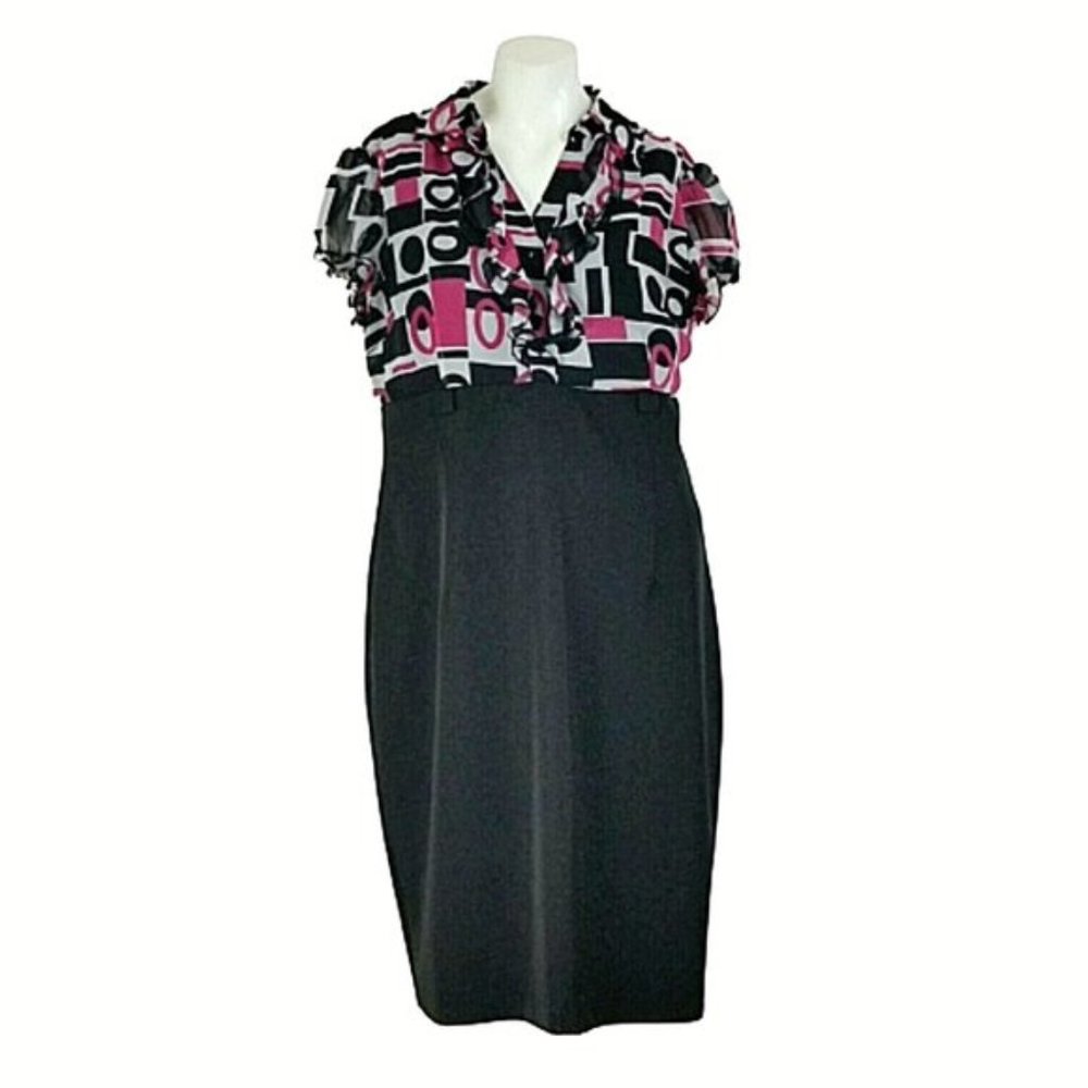 Voir Voir High Waist Chiffon Ruffle Sheath Dress